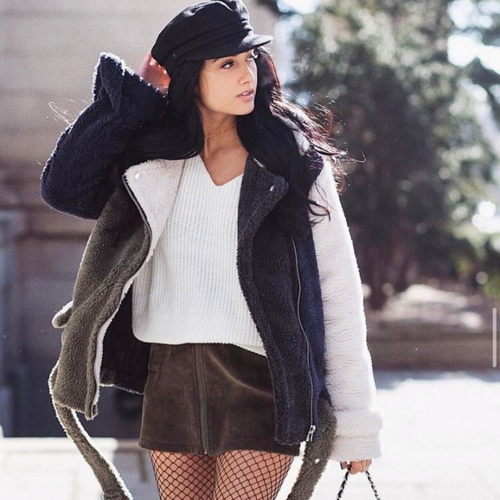 J.O.A. Sherpa Multicolored Moto Jacket